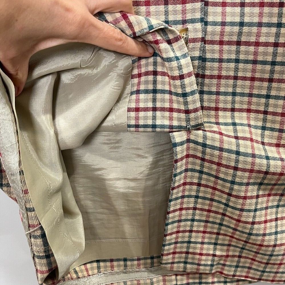 Vintage Plaid Vest Dress Button Down Tan Neutral Academia Preppy Sz Small - Picture 6 of 9